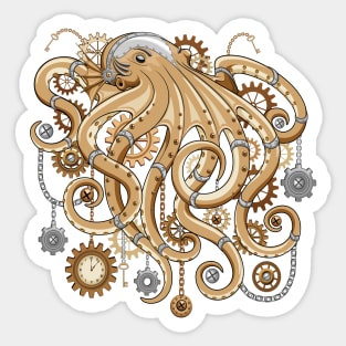 Octopus Steampunk Surreal Retro Style Machine Sticker